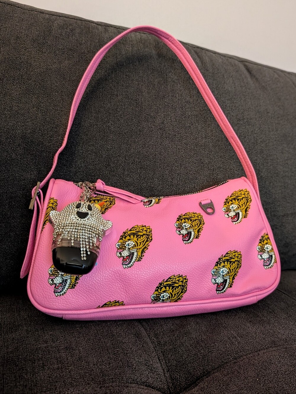 Min And Mon Neon Pink Adjustable Leather Shoulder Bag